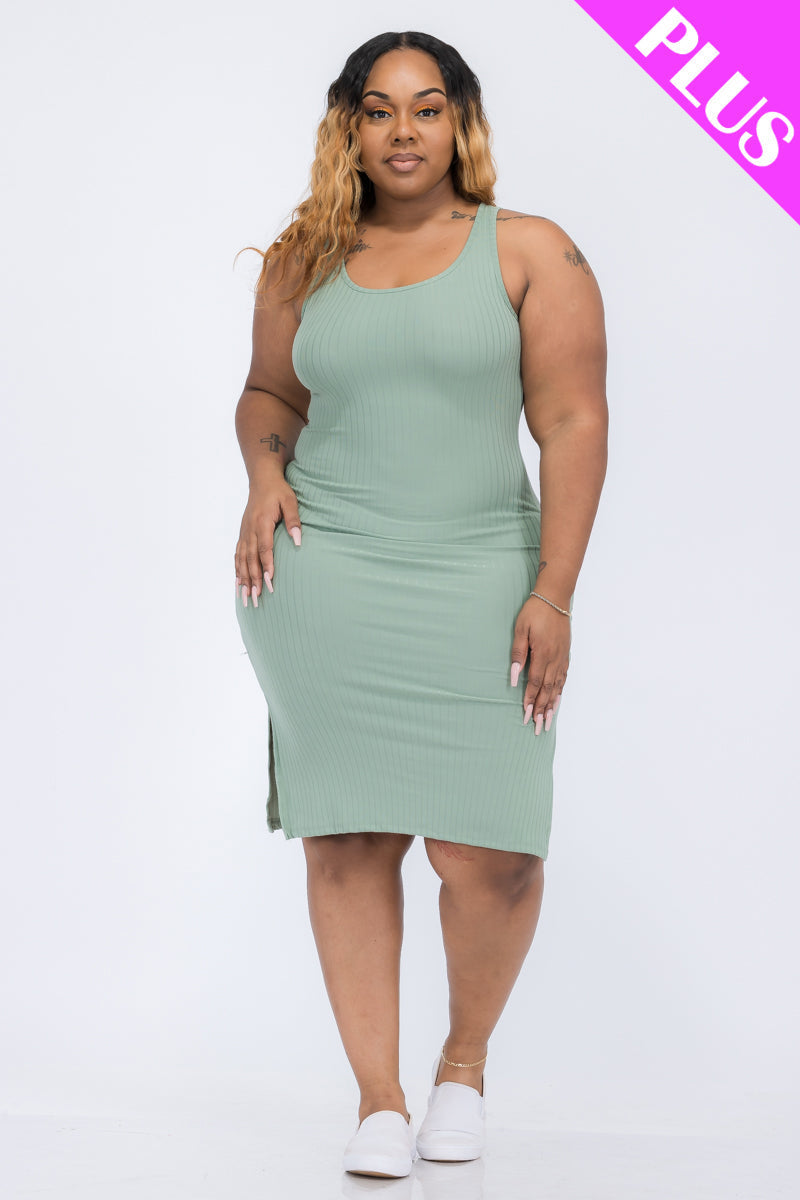 Ribbed Side Slit Tank Dress