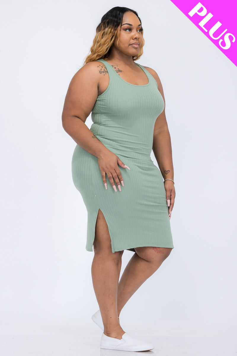 Ribbed Side Slit Tank Dress