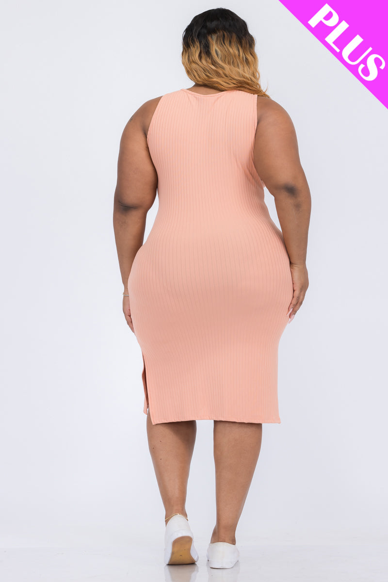 Ribbed Side Slit Tank Dress
