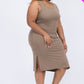 Ribbed Side Slit Tank Dress