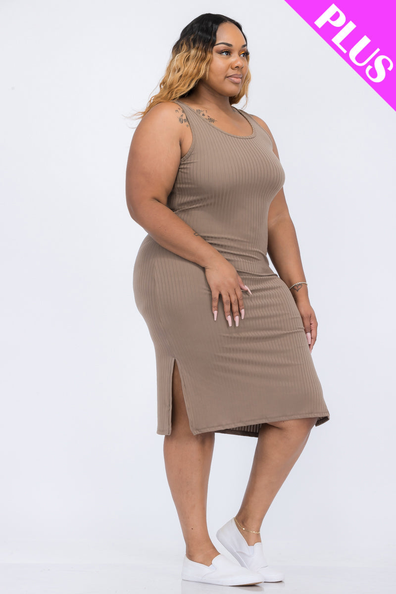 Ribbed Side Slit Tank Dress
