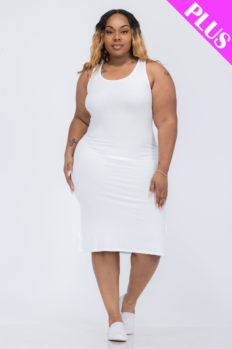 Ribbed Side Slit Tank Dress