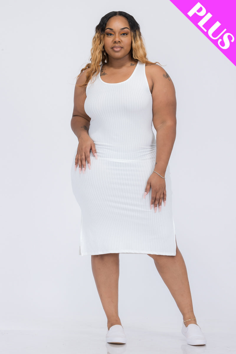 Ribbed Side Slit Tank Dress