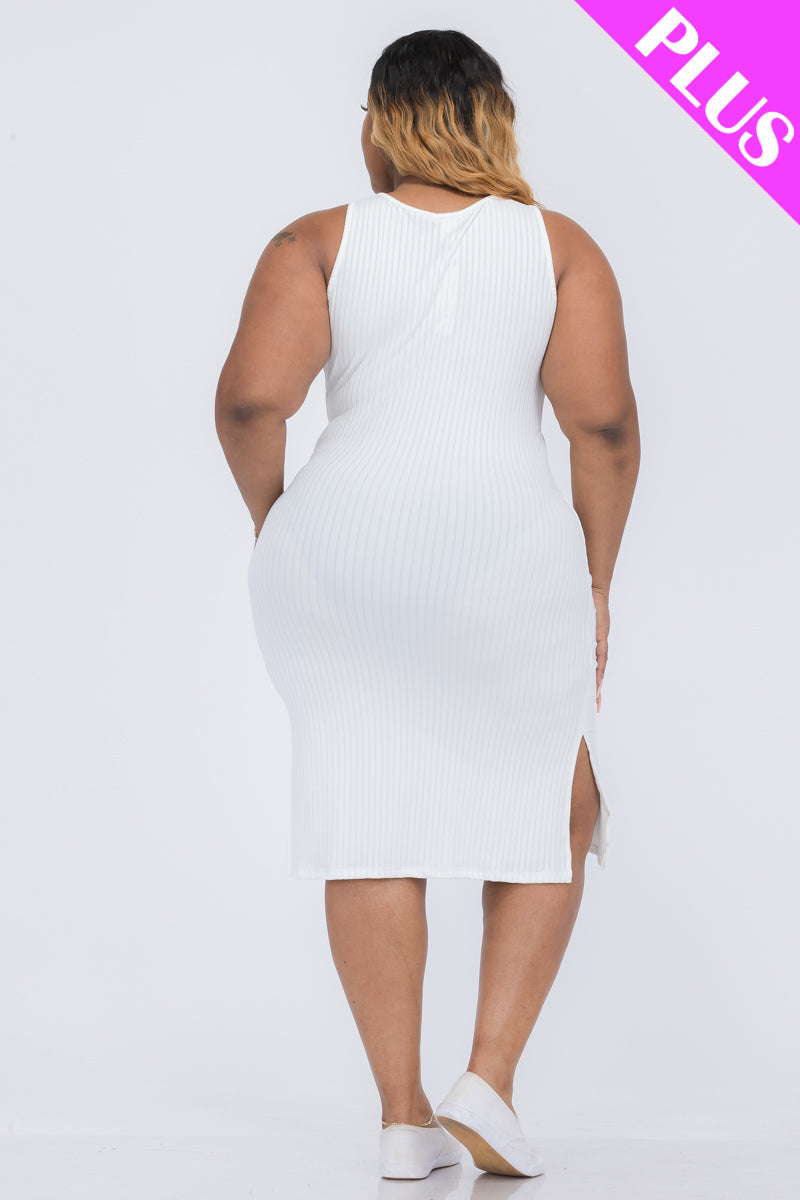 Ribbed Side Slit Tank Dress