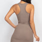 Ribbed Split Neck Tank Mini Dress