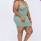 Ribbed Split Neck Tank Mini Dress