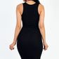 Casual Ribbed Split Neck Bodycon Dress (CAPELLA)