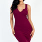 Casual Ribbed Split Neck Bodycon Dress (CAPELLA)