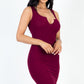 Casual Ribbed Split Neck Bodycon Dress (CAPELLA)