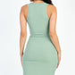 Casual Ribbed Split Neck Bodycon Dress (CAPELLA)