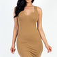 Casual Ribbed Split Neck Bodycon Dress (CAPELLA)