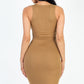 Casual Ribbed Split Neck Bodycon Dress (CAPELLA)