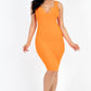 Casual Ribbed Split Neck Bodycon Dress (CAPELLA)