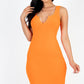 Casual Ribbed Split Neck Bodycon Dress (CAPELLA)