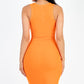 Casual Ribbed Split Neck Bodycon Dress (CAPELLA)