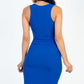 Casual Ribbed Split Neck Bodycon Dress (CAPELLA)