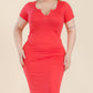 “Prylani” Split Neck Bodycon Midi Dress