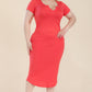 “Prylani” Split Neck Bodycon Midi Dress