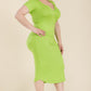 “Prylani” Split Neck Bodycon Midi Dress