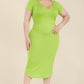 “Prylani” Split Neck Bodycon Midi Dress