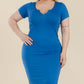 “Prylani” Split Neck Bodycon Midi Dress