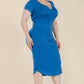 “Prylani” Split Neck Bodycon Midi Dress