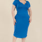 “Prylani” Split Neck Bodycon Midi Dress