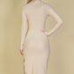 Sweater-Knit Fuzzy Turtle Neck Split Thigh Dress