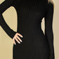 Sweater-Knit Fuzzy Turtle Neck Split Thigh Dress