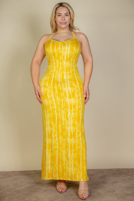 Tie Dye Printed Cami Bodycon Maxi Dress