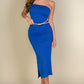 Solid Bodycon Split Hem Tube Dress