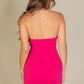 Ribbed Halter Neck Backless Bodycon Dress