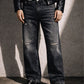 BLACK DISTRESSED BOOTCUT DENIM