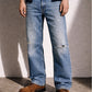 STONE WASH DISTRESSED BOOTCUT DENIM