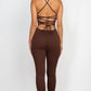 Criss-Cross Open Back Bodycon Jumpsuit