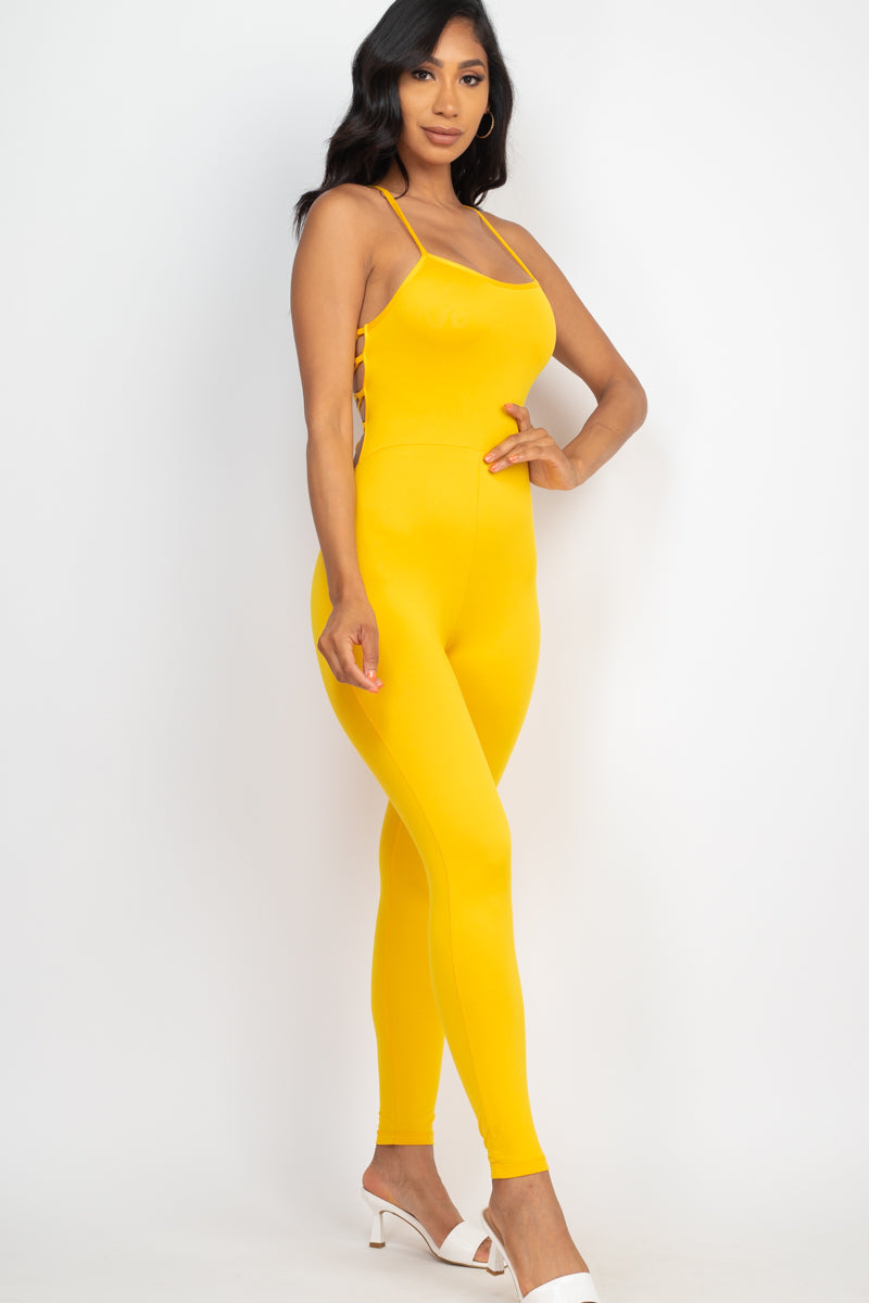 Criss-Cross Open Back Bodycon Jumpsuit