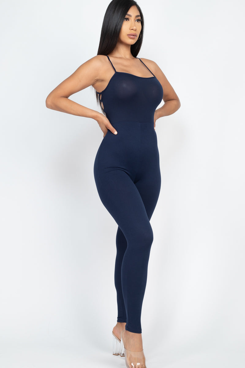 Criss-Cross Open Back Bodycon Jumpsuit
