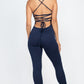 Criss-Cross Open Back Bodycon Jumpsuit