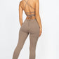 Criss-Cross Open Back Bodycon Jumpsuit