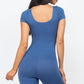 Short Sleeve Scoop Neck Bodycon Romper
