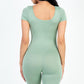 Short Sleeve Scoop Neck Bodycon Romper