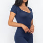 Short Sleeve Scoop Neck Bodycon Romper
