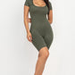 Short Sleeve Scoop Neck Bodycon Romper