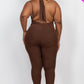 Halter V Neck Ribbed Bodycon Jumpsuit