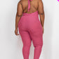 Halter V Neck Ribbed Bodycon Jumpsuit