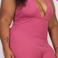 Halter V Neck Ribbed Bodycon Jumpsuit