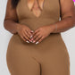 Halter V Neck Ribbed Bodycon Jumpsuit