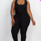 Ribbed Sleeveless Drawstring Waist Jumpsuit
