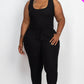 Ribbed Sleeveless Drawstring Waist Jumpsuit