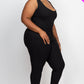 Ribbed Sleeveless Drawstring Waist Jumpsuit